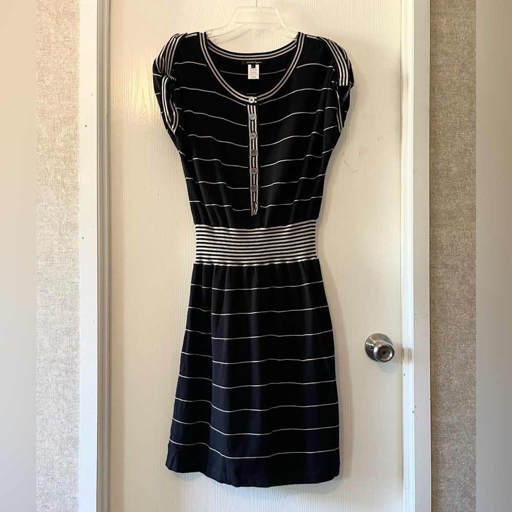Nanette Lepore Black and White Striped Midi Dress